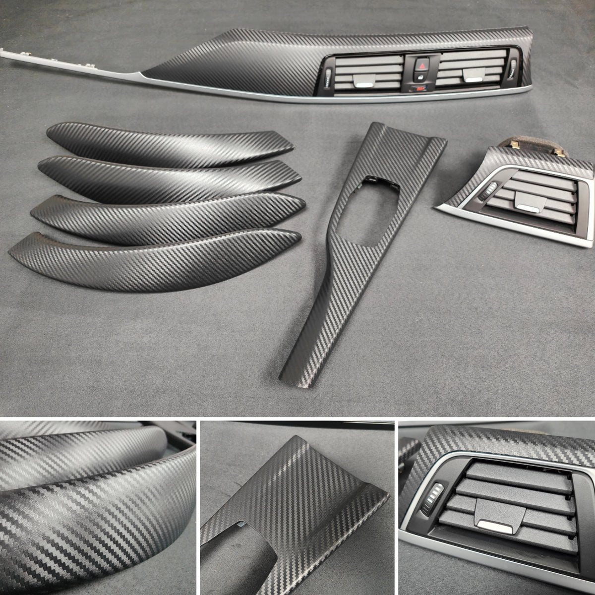 BMW F30 F31 F36 F80 LCI INTERIOR TRIM SET - 3D CARBON / SILVER ACCENT