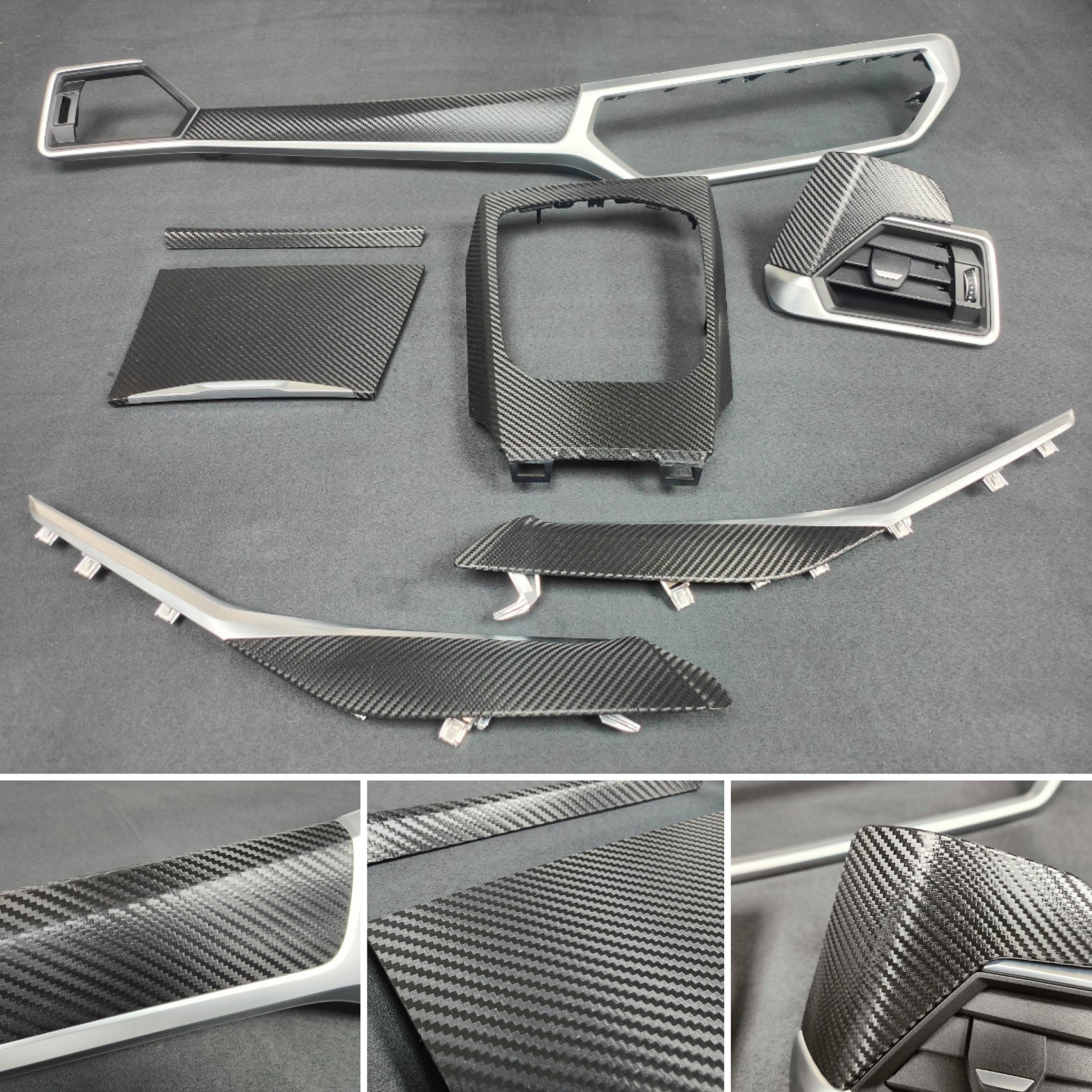 WRAPPING SERVICE - BMW G20 G21 INTERIOR TRIM SET - DEEP TEXTURED GLOSSY BLACK CARBON (MTD-TEX)