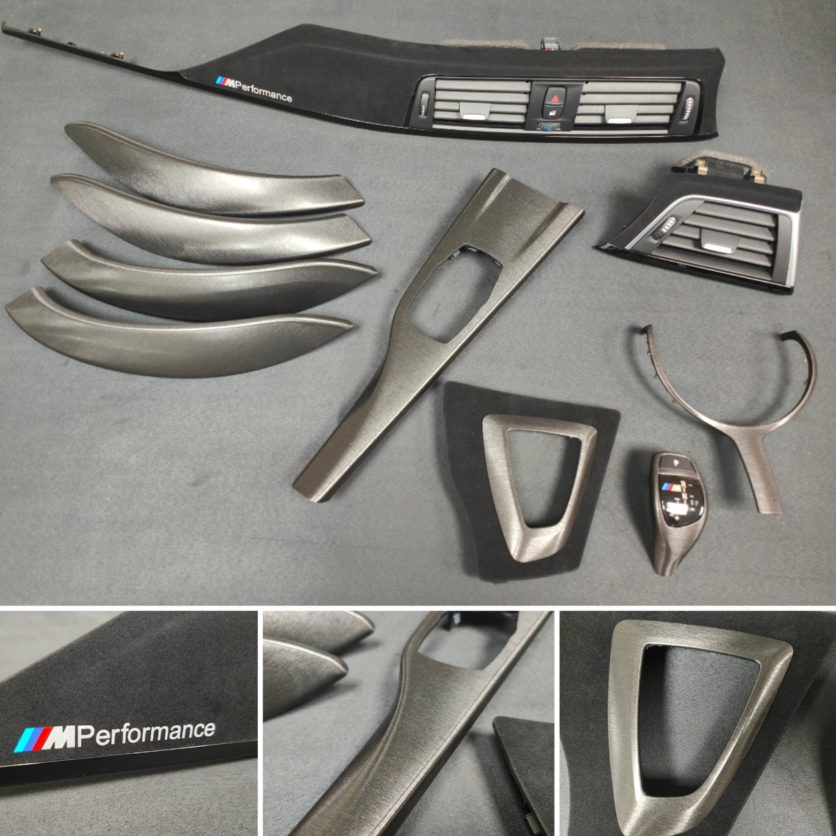 WRAPPING SERVICE - BMW F3X INTERIOR TRIM SET - BLACK BRUSHED ALUMINIUM / ALCANTARA - (F30 F31 F32 F33 F36)