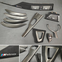 WRAPPING SERVICE - BMW F3X INTERIOR TRIM SET - BLACK BRUSHED ALUMINIUM / ALCANTARA - (F30 F31 F32 F33 F36)