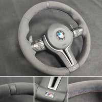 BMW F-SERIES FULL ALCANTARA / BLACK RING / TRI-STITCH STEERING WHEEL - BMW 1 2 3 4 SERIES F20 F22 F30 F32 M2 M3 M4