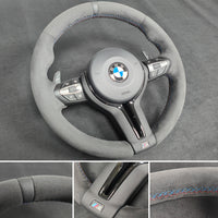 BMW F-SERIES FULL ALCANTARA / BLACK RING / TRI-STITCH STEERING WHEEL - BMW 1 2 3 4 SERIES F20 F22 F30 F32 M2 M3 M4