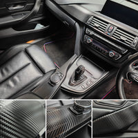 WRAPPING SERVICE - BMW F3X INTERIOR TRIM SET - TEXTURED CARBON / GLOSS BLACK ACCENT - (F30 F31 F32 F33 F36)