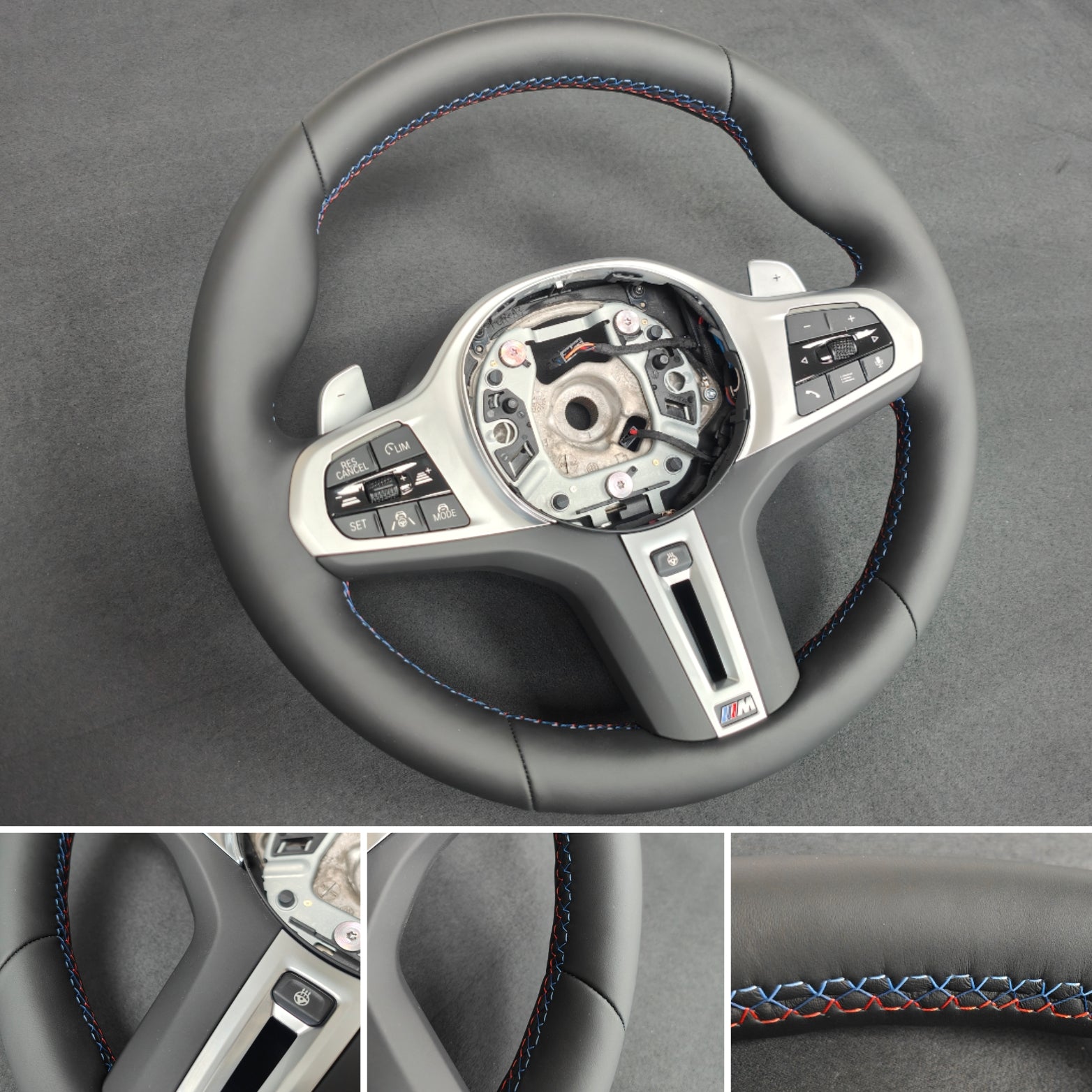 BMW G-SERIES NAPPA LEATHER TRI-STITCH STEERING WHEEL (COMPLETE) - BMW X / 5 / 6 SERIES M-SPORT G05 X5 G06 X6 G07 X7 G30 G31