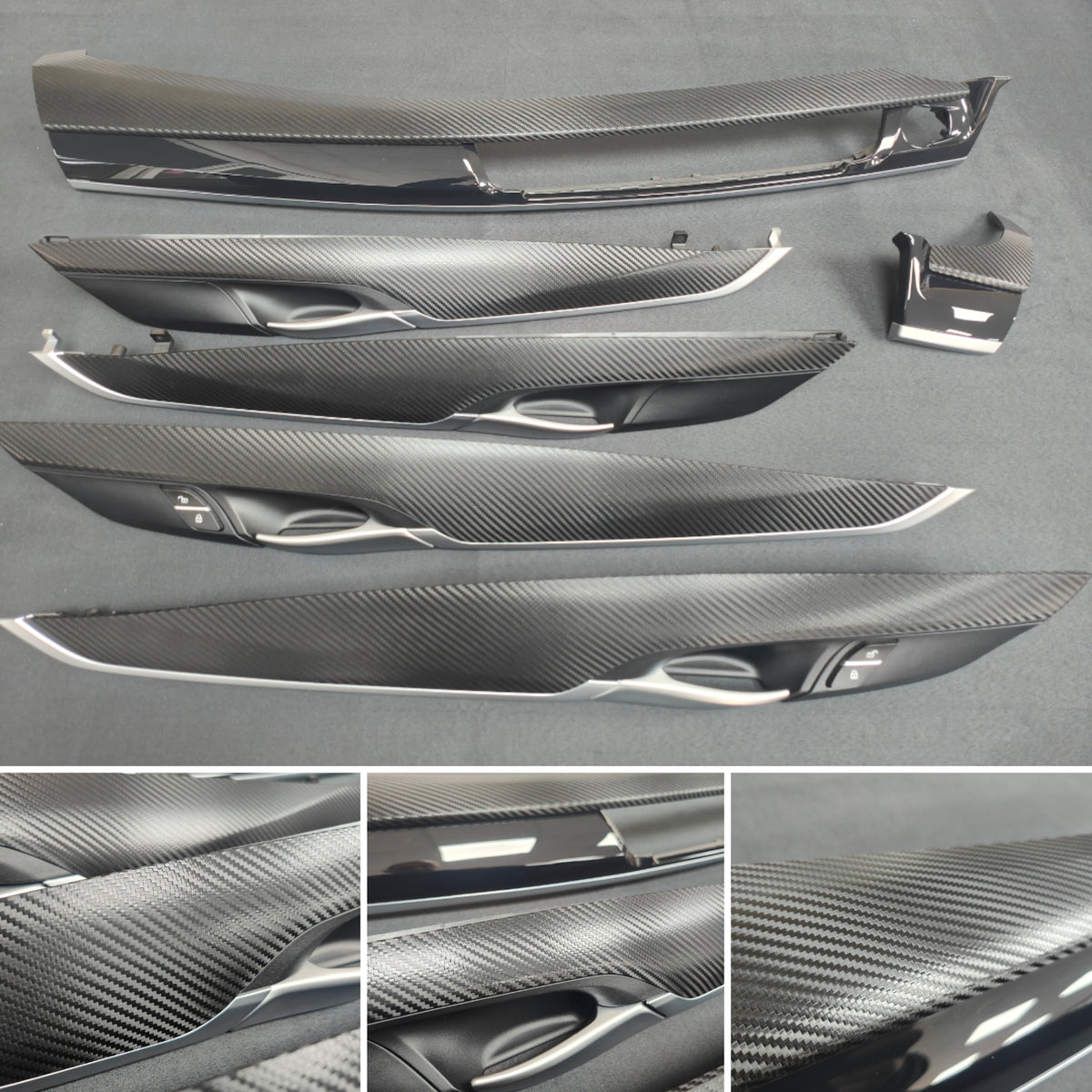 BMW X6 F16 INTERIOR TRIM SET - DEEP TEXTURED GLOSSY BLACK CARBON (MTD-TEX)