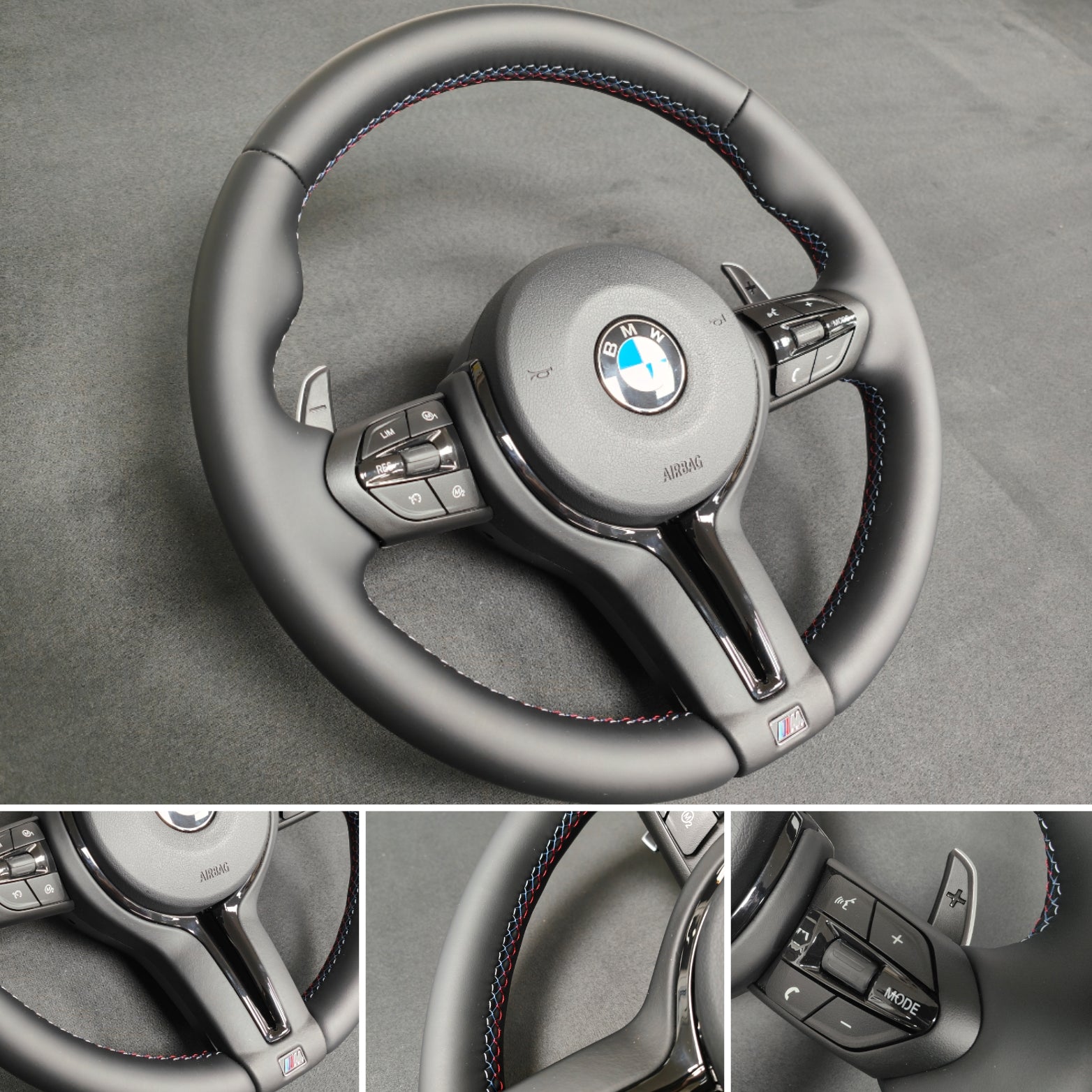 BMW F-SERIES NAPPA LEATHER TRI-STITCH / BLACK OUT / M4 FASCIA STEERING WHEEL - BMW 1 2 3 4 5 X SERIES