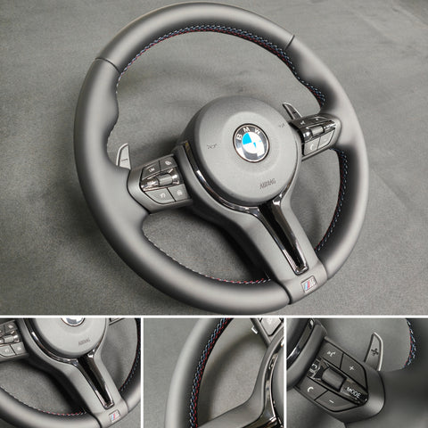 BMW F-SERIES NAPPA LEATHER TRI-STITCH / BLACK OUT / M4 FASCIA STEERING WHEEL - BMW 1 2 3 4 5 X SERIES