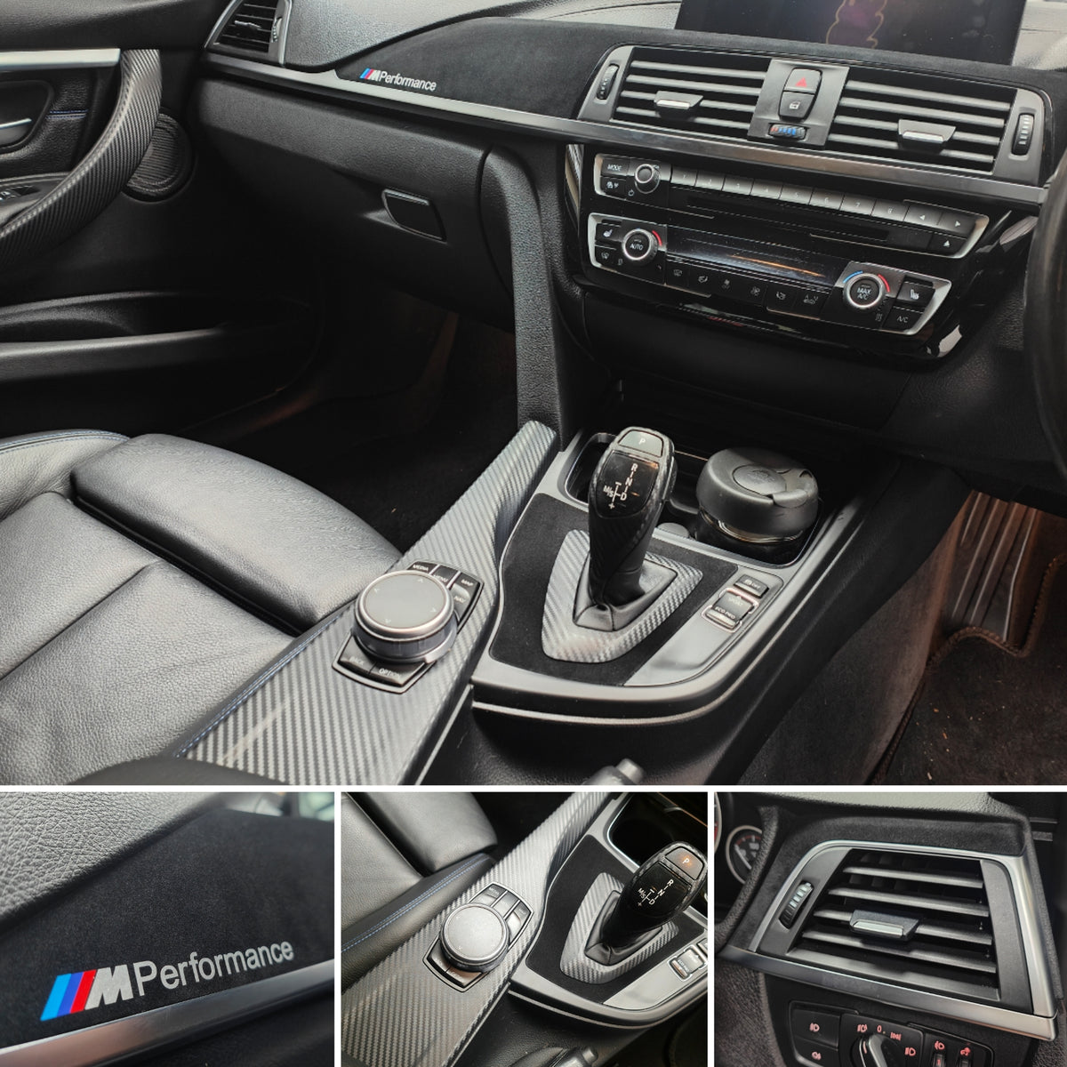WRAPPING SERVICE - BMW F3X INTERIOR TRIM SET - 3D CARBON / ALCANTARA / SILVER ACCENT - (F30 F31 F32 F33 F36)