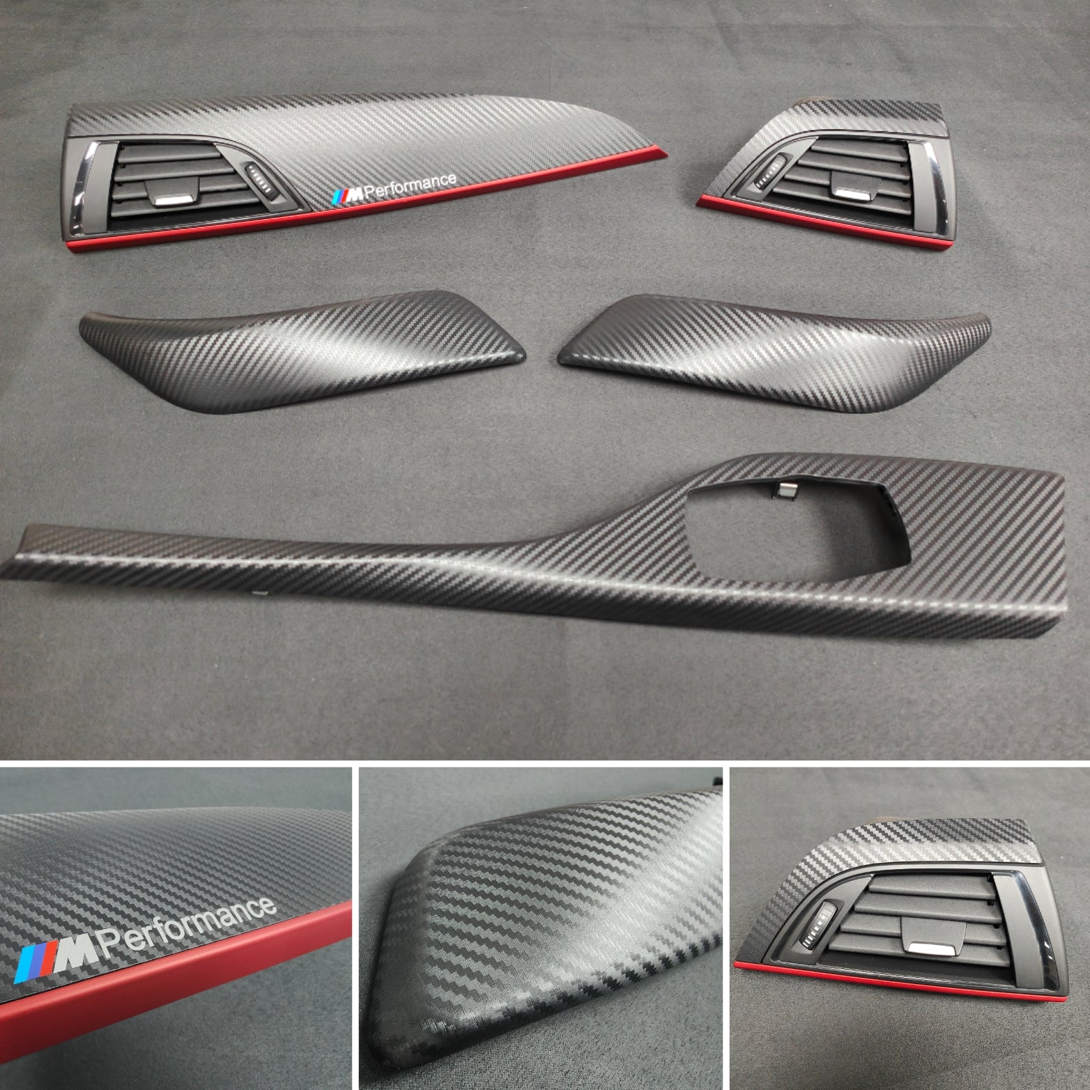 BMW F21 F22 INTERIOR TRIM SET - 3D CARBON / OEM RED ACCENT (#26)