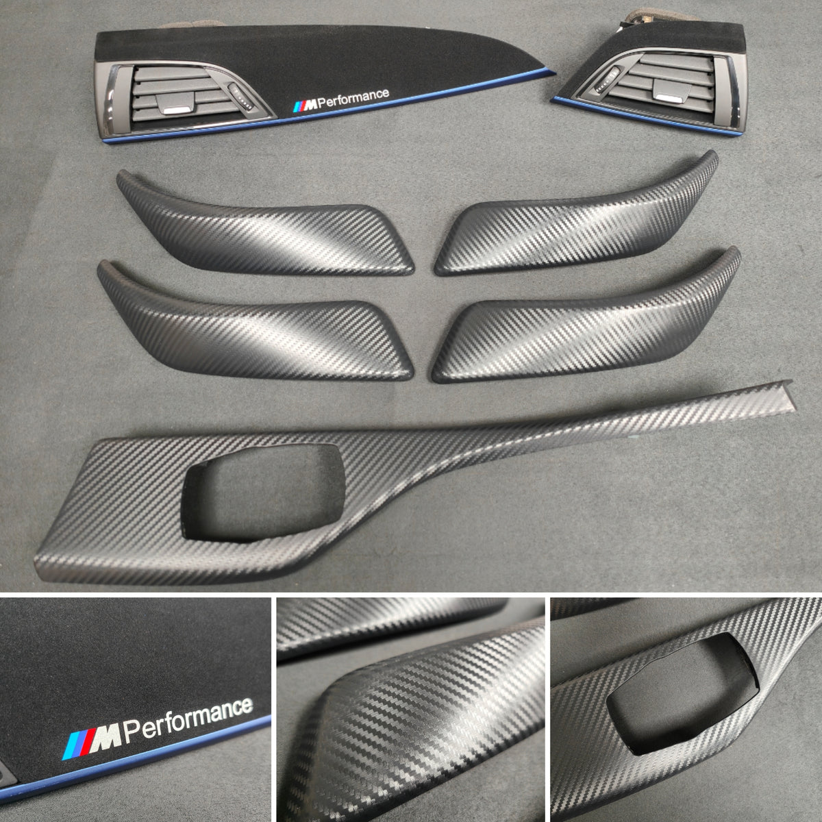 BMW F20 INTERIOR TRIM SET - 3D CARBON / ALCANTARA / BLUE ACCENT