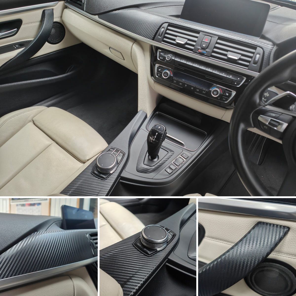 WRAPPING SERVICE - BMW F3X INTERIOR TRIM SET - 3D CARBON / SILVER ACCENT (F30 F31 F32 F33 F36)