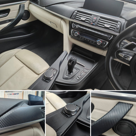 WRAPPING SERVICE - BMW F30 F32 INTERIOR TRIM SET - 3D CARBON - SILVER ACCENT