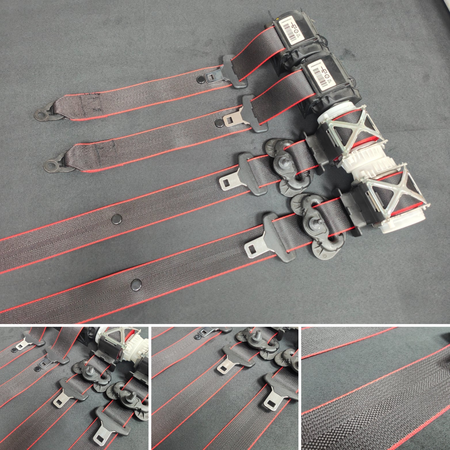 BMW 4-SERIES F32 / F82 M4 COUPE - BLACK CARBON / RED EDGE FRONT & REAR SEAT BELT SET