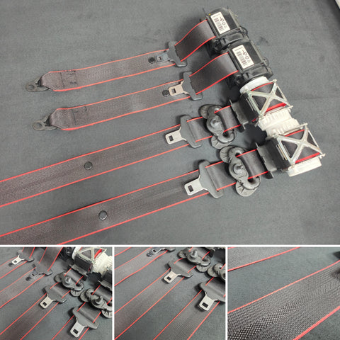 BMW 4-SERIES F32 / F82 M4 COUPE - BLACK CARBON / RED EDGE FRONT & REAR SEAT BELT SET