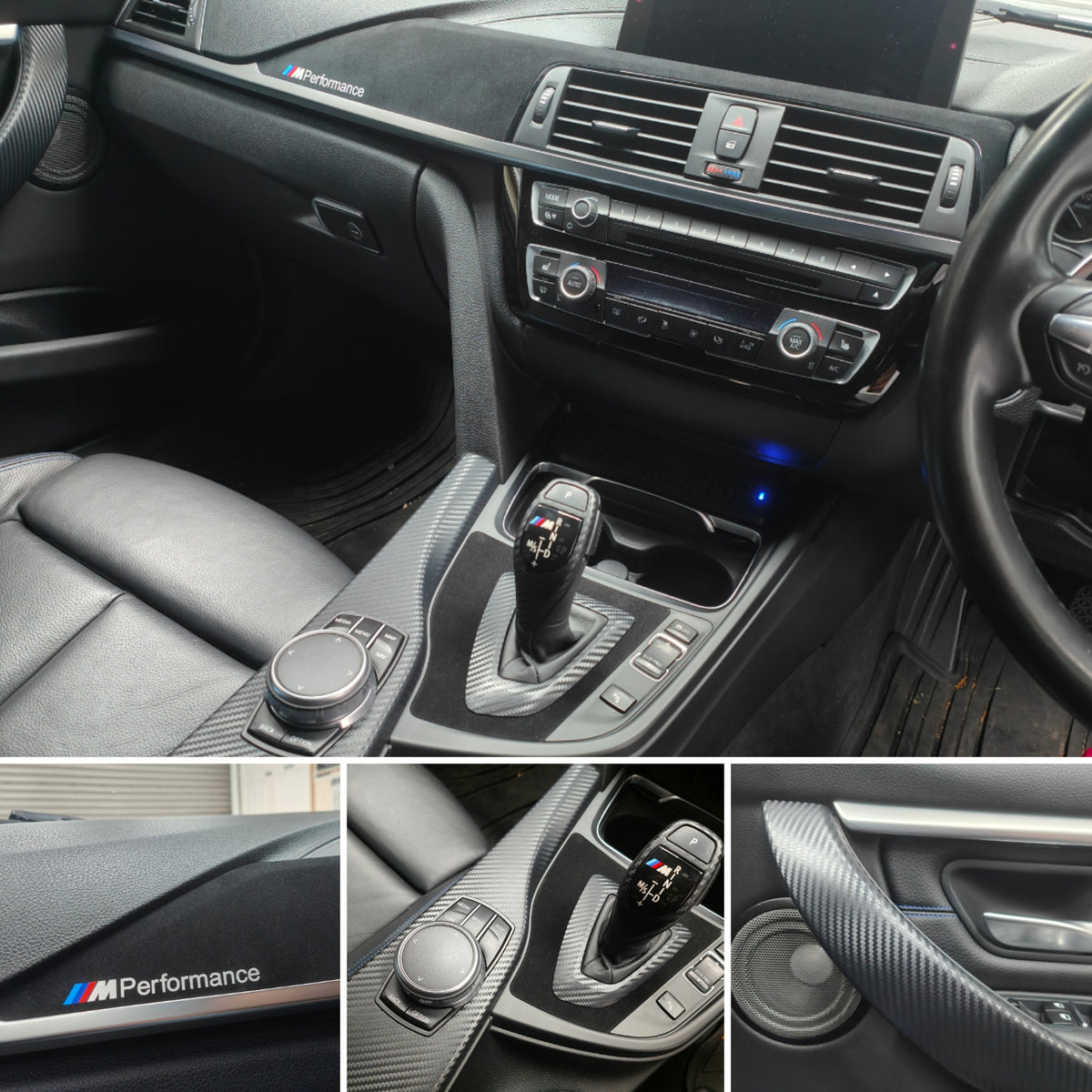 WRAPPING SERVICE - BMW F3X INTERIOR TRIM SET - 3D CARBON / ALCANTARA / SILVER ACCENT - (F30 F31 F32 F33 F36)