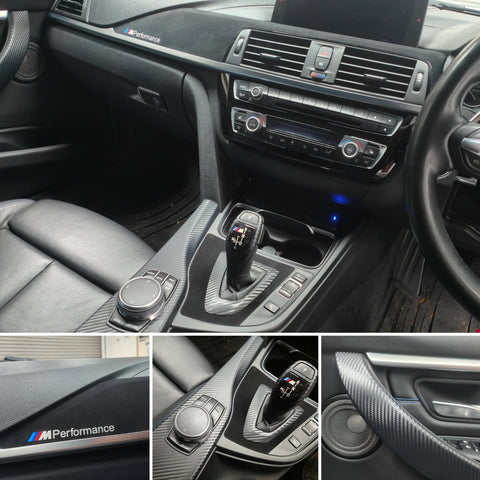 WRAPPING SERVICE - BMW F3X F8X CUSTOM INTERIOR TRIM SET - ALCANTARA / SILVER / 3D CARBON