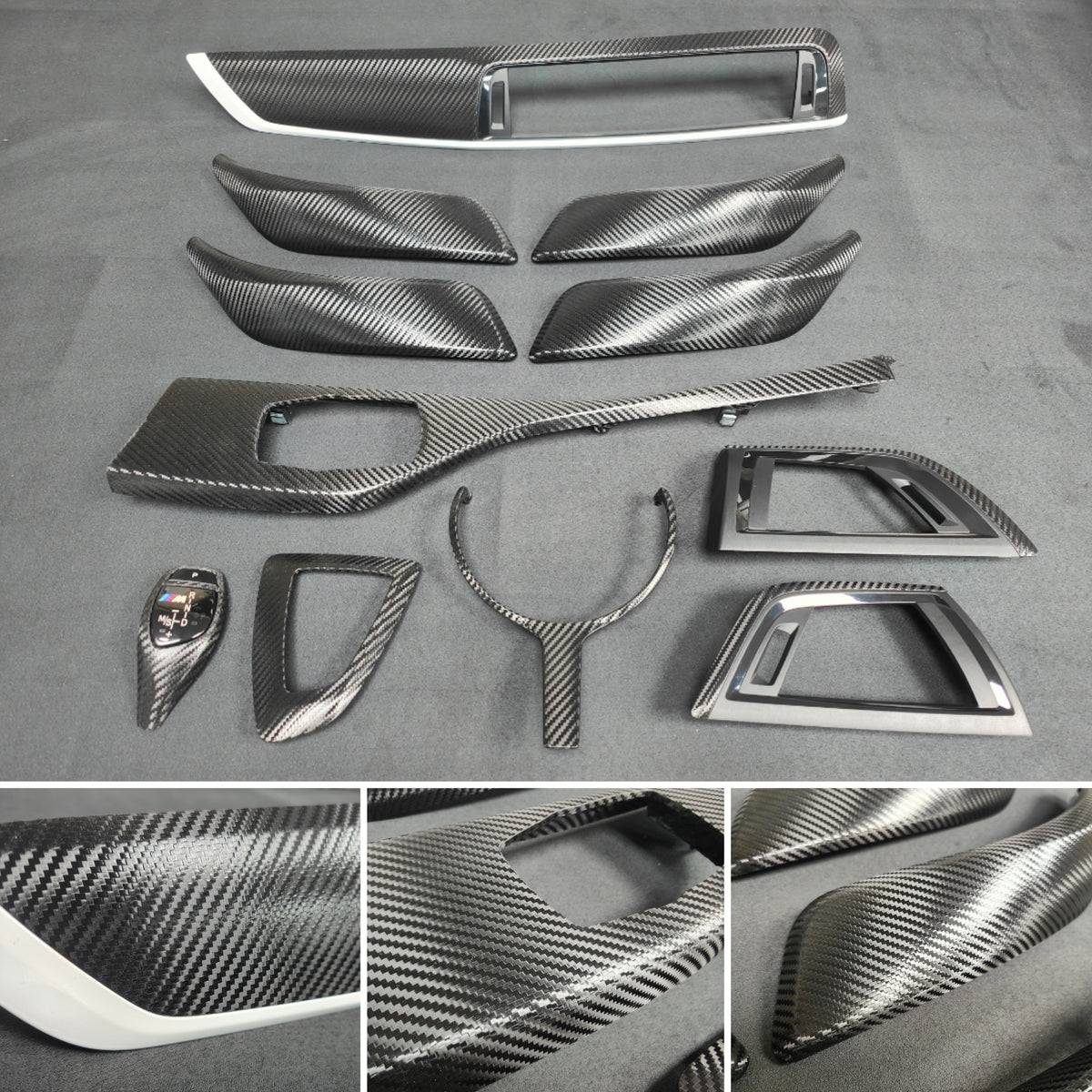 WRAPPING SERVICE - BMW F20 F21 F22 F23 LCI-2 CUSTOM INTERIOR TRIM SET - TEXTURED CARBON / CUSTOM COLOUR ACCENT TRIM