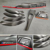 BMW F30 F31 F36 F80 LCI INTERIOR TRIM SET - TEXTURED CARBON / RED ACCENT TRIM