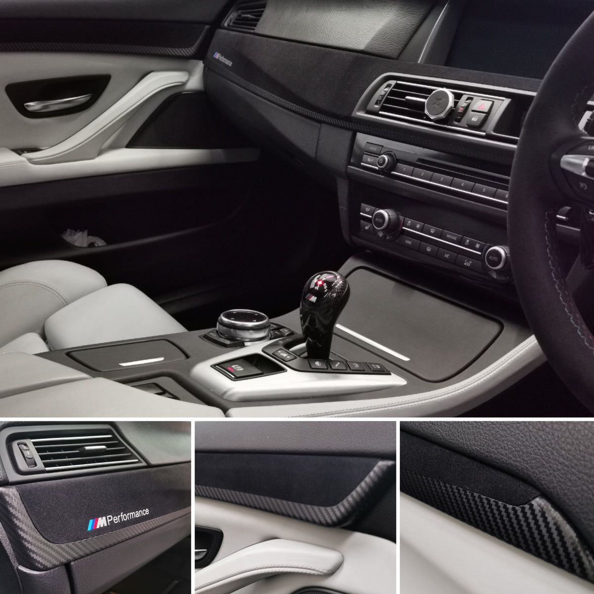 WRAPPING SERVICE - BMW F10 F11 M5 PERFORMANCE STYLE 3D BLACK CARBON INTERIOR TRIM SET