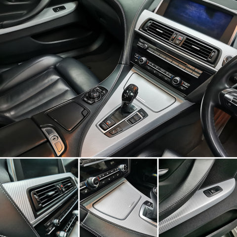 BMW 6-SERIES F06 INTERIOR TRIM SET WRAPPING SERVICE - SILVER 4D CARBON