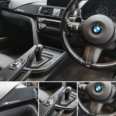 WRAPPING SERVICE - BMW F3X F8X CUSTOM INTERIOR TRIM SET - ALCANTARA / GLOSS BLACK / 4D CARBON