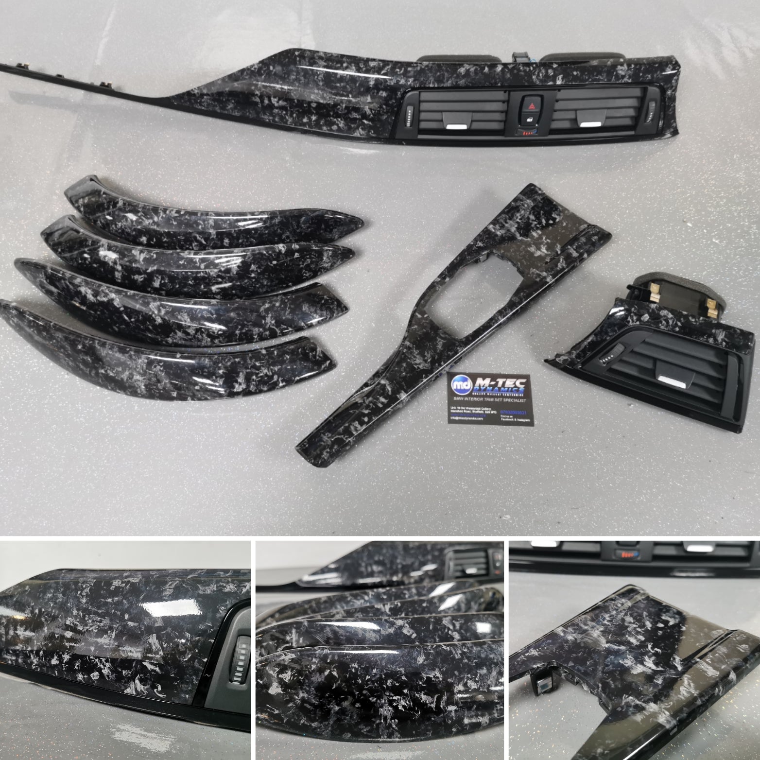 BMW F3X INTERIOR TRIM SET 3M FORGED CARBON / GLOSS BLACK ACCENT (CUSTOM) F30 F31 F32 F33 F36