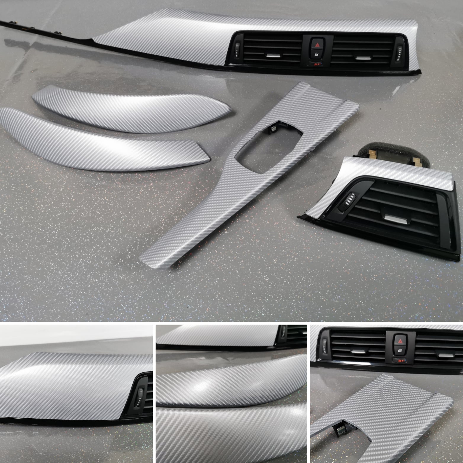BMW F32 COUPE F82 M4 INTERIOR TRIM SET - 4D SILVER CARBON / BLACK ACCENT