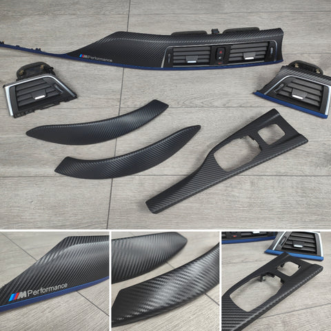 BMW F33 CONVERTIBLE LCI INTERIOR TRIM SET - 3D CARBON / BLUE ACCENT