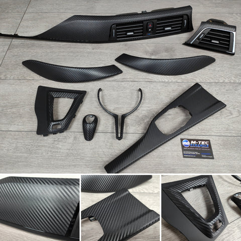 BMW F82 M4 DCT COUPE COMPLETE INTERIOR TRIM SET - 3D CARBON GEAR SHIFTER, GEAR SURROUND & STEERING WHEEL TRIM