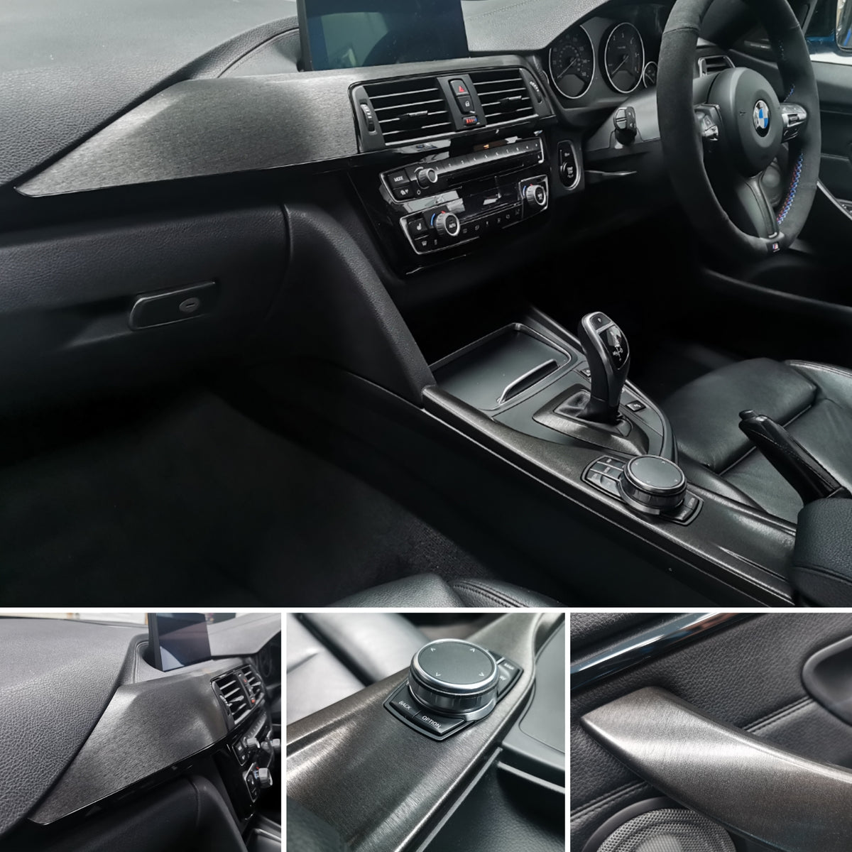 WRAPPING SERVICE - BMW F3X INTERIOR TRIM SET - BLACK BRUSHED ALUMINIUM - F30 F31 F32 F33 F36