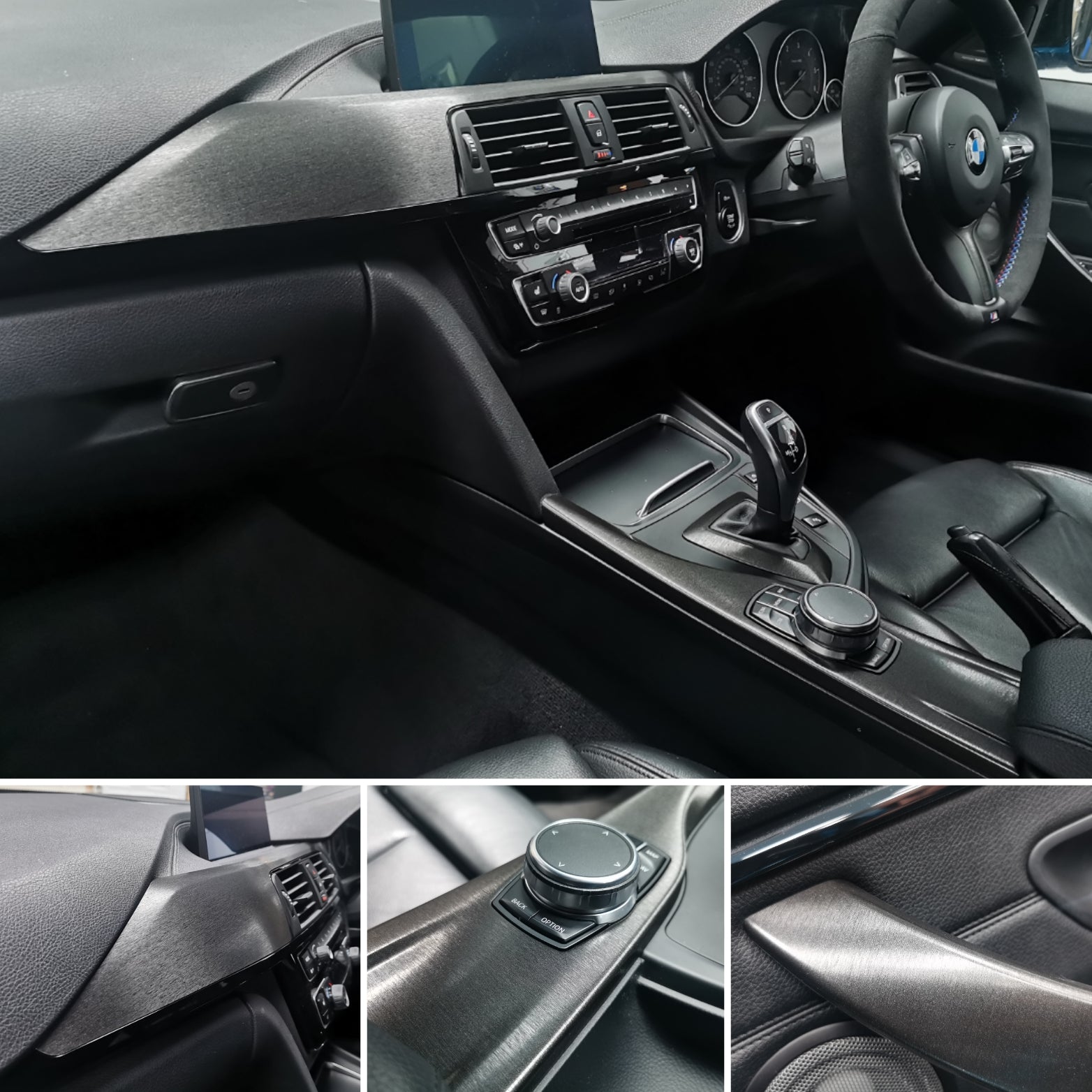 WRAPPING SERVICE - BMW F3X INTERIOR TRIM SET - BLACK BRUSHED ALUMINIUM STEEL - F30 F31 F32 F33 F36