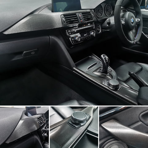 WRAPPING SERVICE - BMW F3X INTERIOR TRIM SET - BLACK BRUSHED ALUMINIUM STEEL - F30 F31 F32 F33 F36