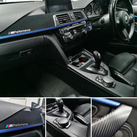 WRAPPING SERVICE - BMW F3X INTERIOR TRIM SET - 3D CARBON / ALCANTARA / BLUE ACCENT - (F30 F31 F32 F33 F36)