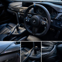WRAPPING SERVICE - BMW F3X INTERIOR TRIM SET - TEXTURED CARBON / GLOSS BLACK ACCENT - (F30 F31 F32 F33 F36)