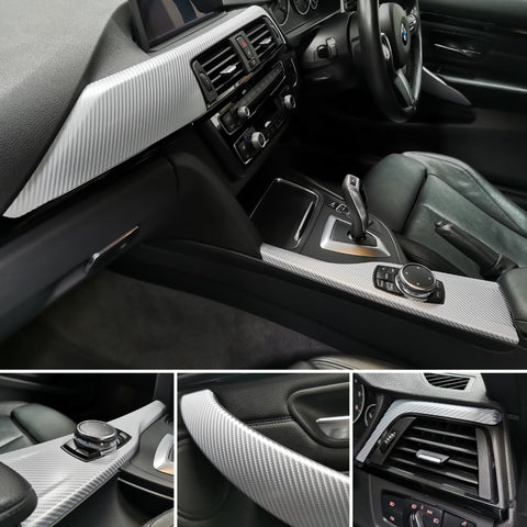 WRAPPING SERVICE - BMW F3X INTERIOR TRIM SET 4D SILVER CARBON F30 F31 F32 F33 F36