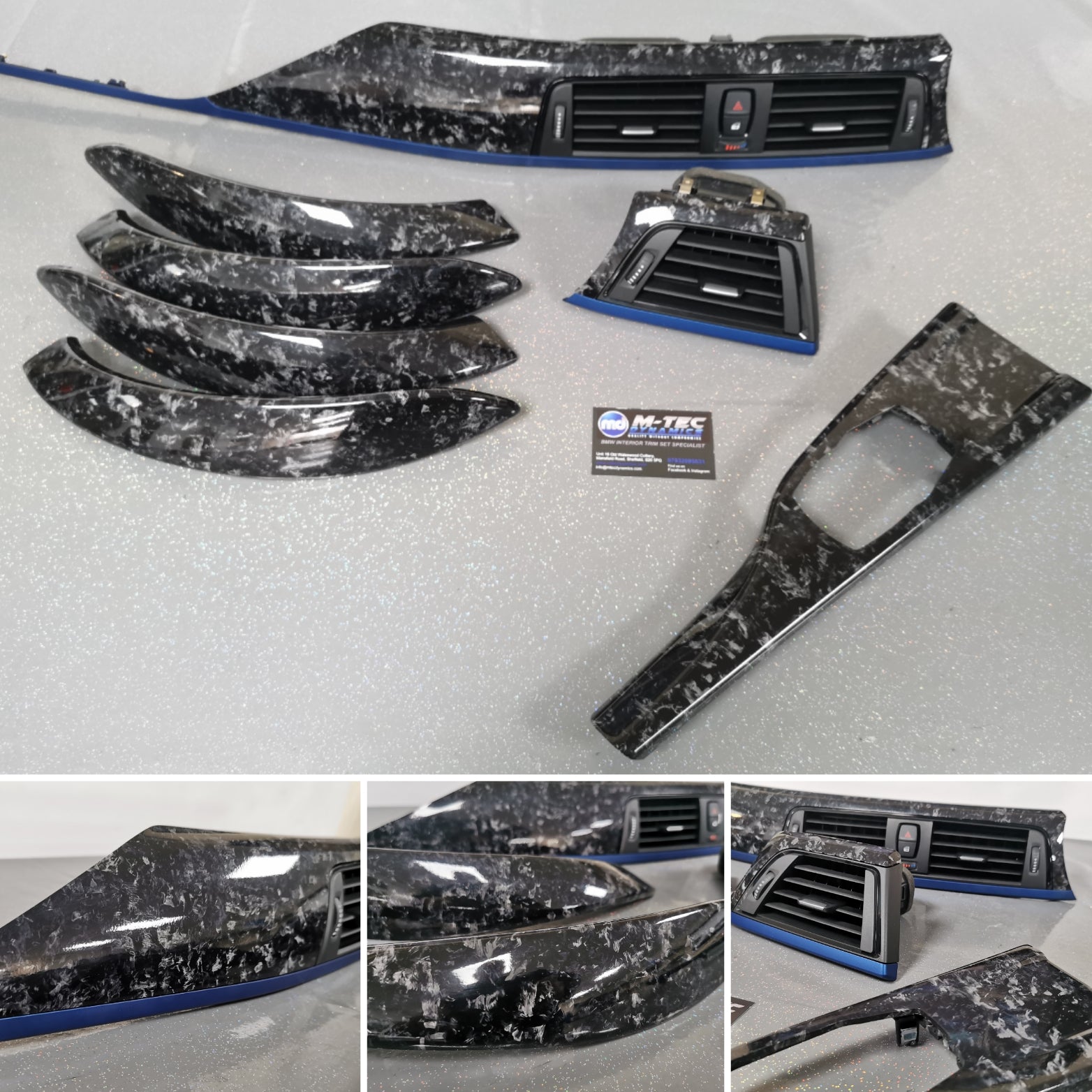 BMW F3X INTERIOR TRIM SET 3M FORGED CARBON / BLUE ACCENT (CUSTOM) F30 F31 F32 F33 F36