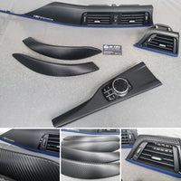 BMW F32 COUPE INTERIOR TRIM SET - 3D CARBON / BLUE ACCENT