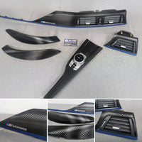 BMW F32 COUPE INTERIOR TRIM SET - TEXTURED CARBON / BLUE ACCENT