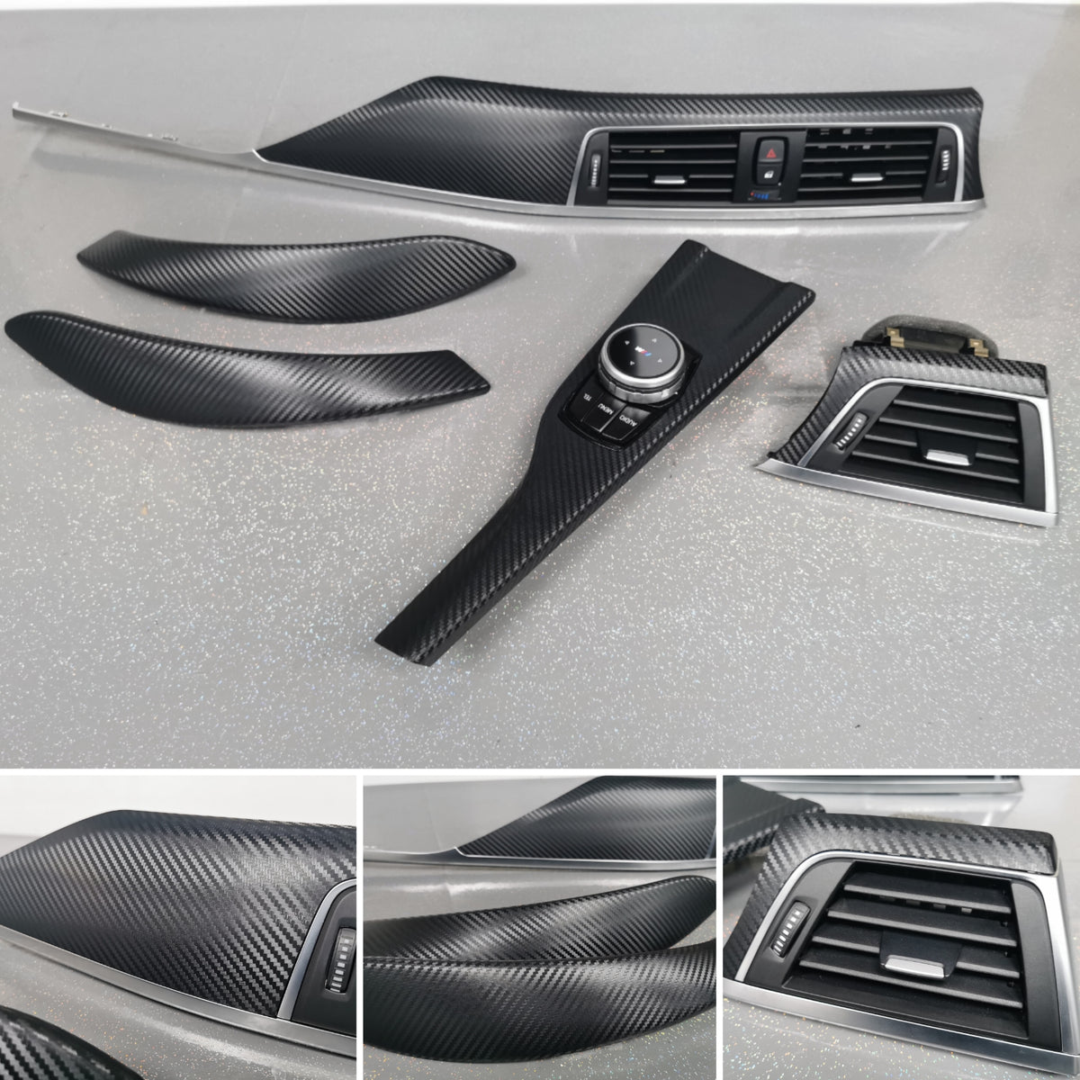BMW F32 COUPE LCI INTERIOR TRIM SET - 3D CARBON / SILVER ACCENT