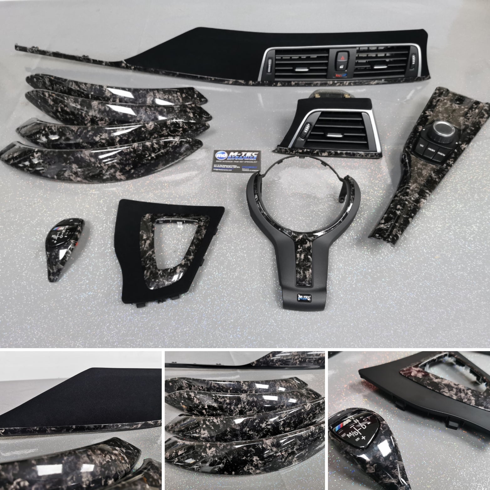 WRAPPING SERVICE - BMW F3X F8X CUSTOM INTERIOR TRIM SET - ALCANTARA / BLACK / FORGED CARBON