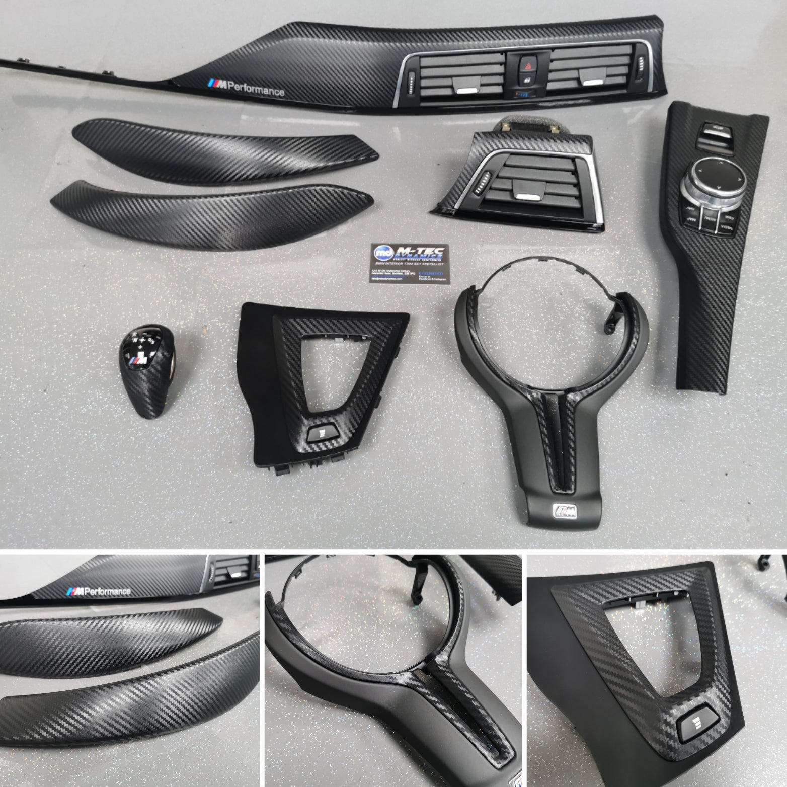 WRAPPING SERVICE - BMW F80 M3 / F82 F83 M4 INTERIOR TRIM SET - 3D CARBON