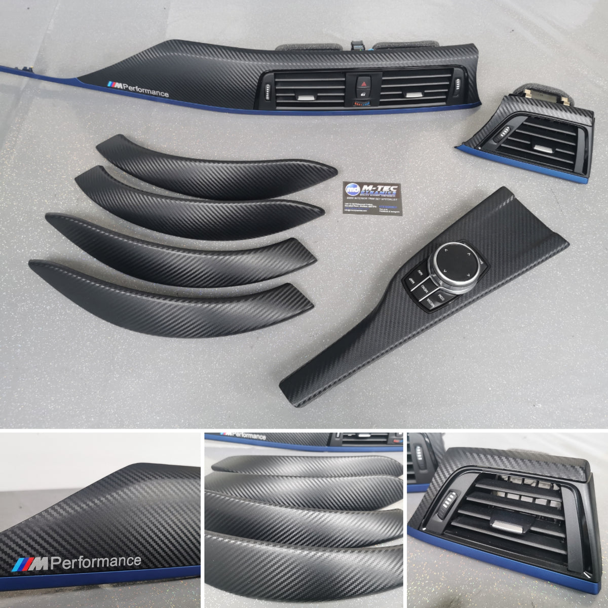 BMW F30 F31 F36 INTERIOR TRIM SET - 3D CARBON / BLUE ACCENT