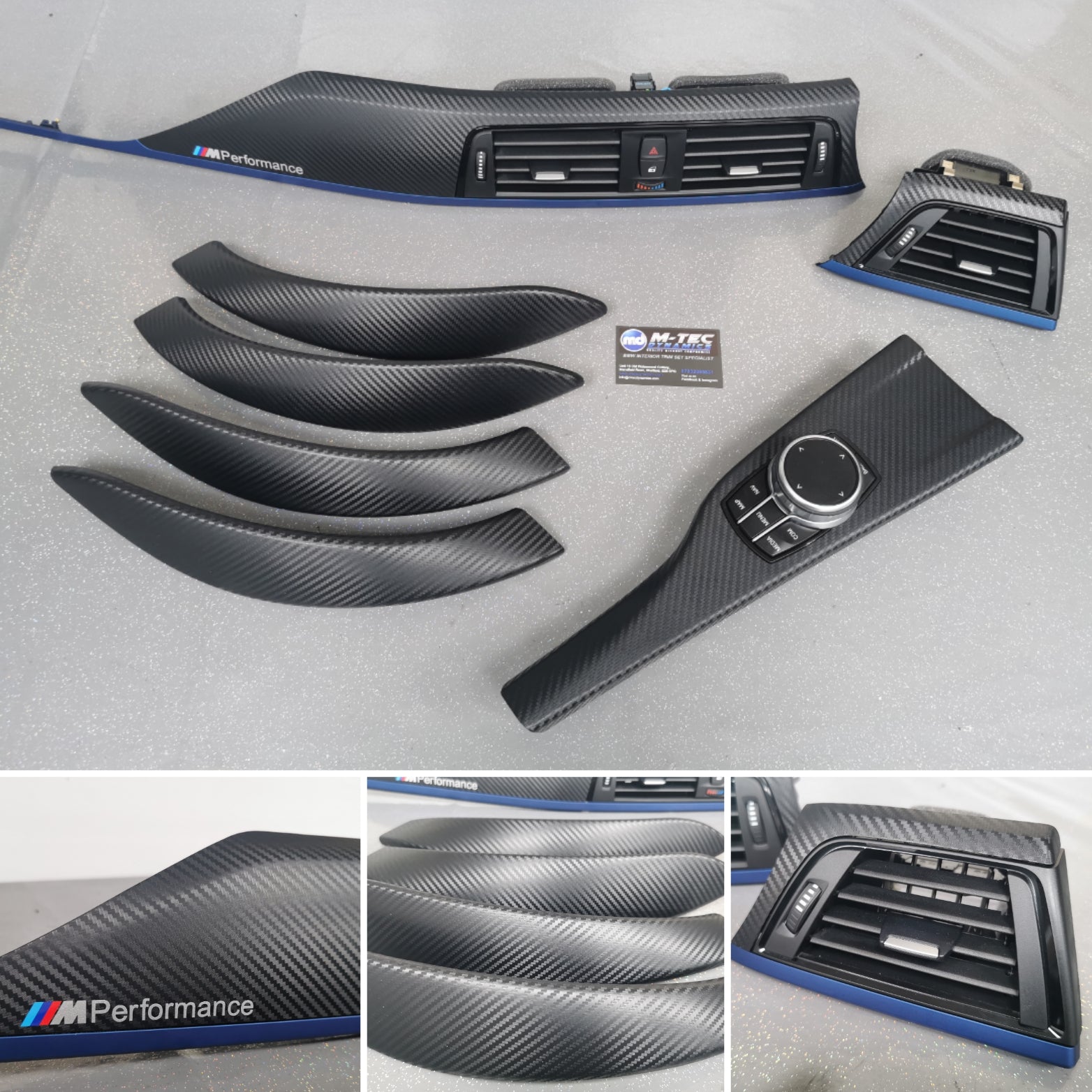 BMW F30 F31 F36 F80 M3 INTERIOR TRIM SET - 3D CARBON / BLUE ACCENT