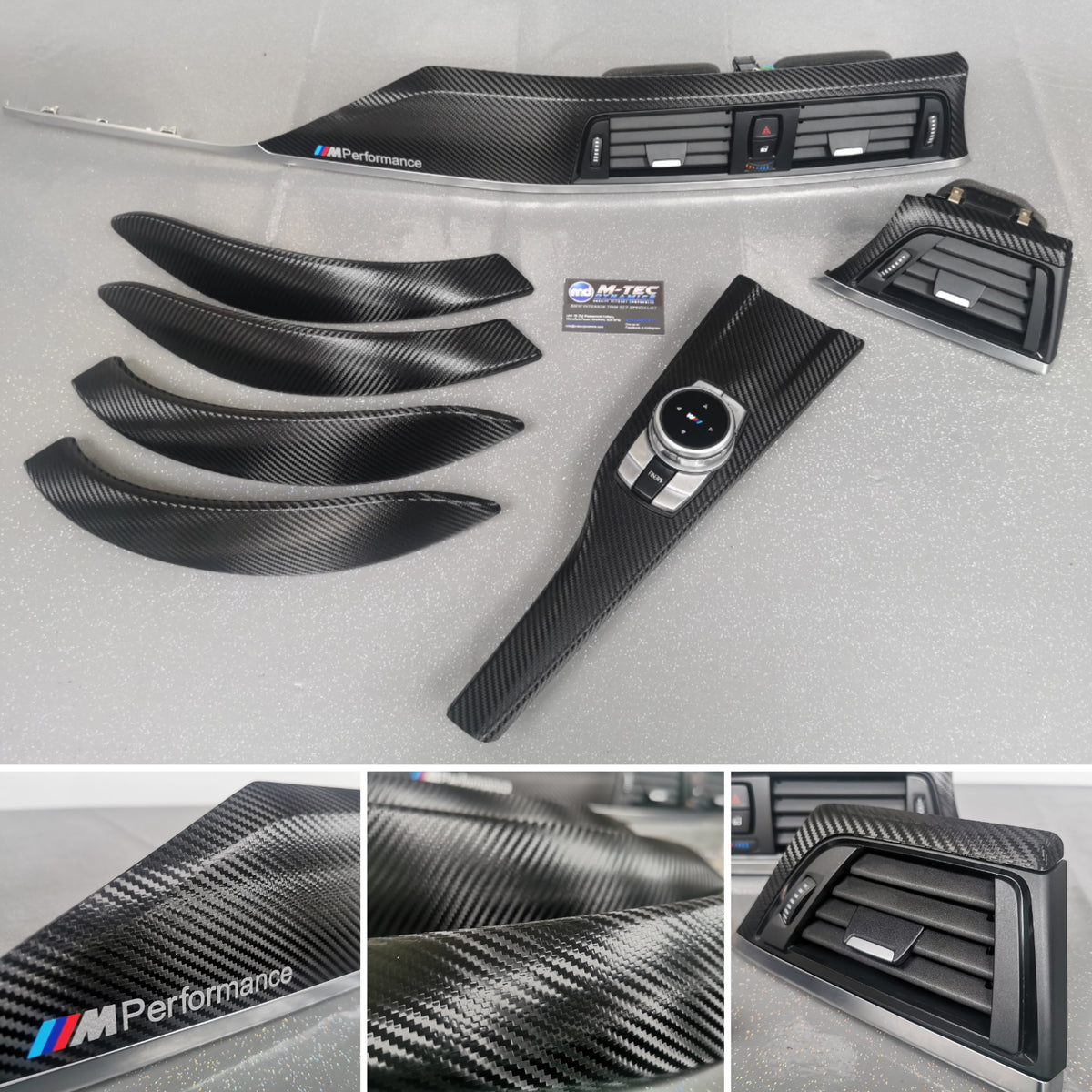 BMW F30 F31 F36 INTERIOR TRIM SET - TEXTURED CARBON / SILVER ACCENT