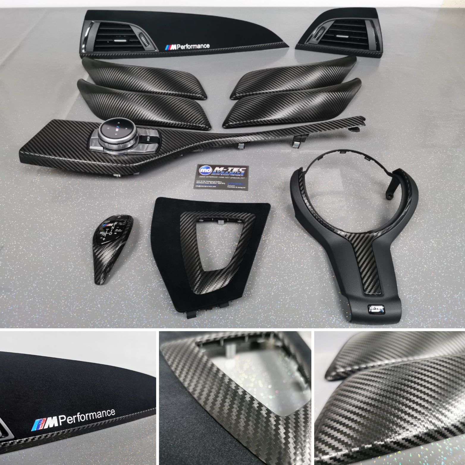 BMW F20/F21/F22/F23/F87 - COMPLETE PERFORMANCE STYLE / DEEP TEXTURED GLOSSY CARBON INTERIOR TRIM SET (MTD-TEX)
