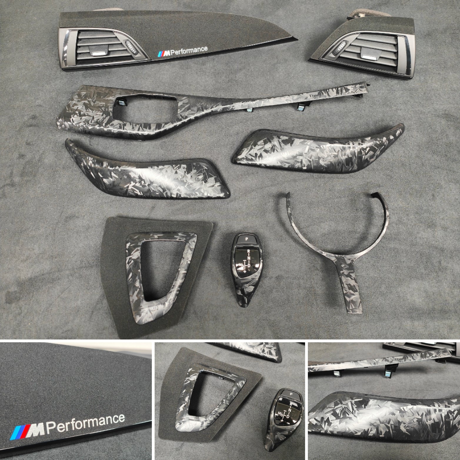BMW F20 INTERIOR TRIM SET - GLOSS FORGED CARBON / ALCANTARA STYLE (MTD-FC) - COMPLETE SET