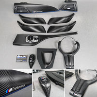 WRAPPING SERVICE - BMW F2X INTERIOR TRIM SET - TEXTURED CARBON / BLUE ACCENT - F20 F21 F22 F23
