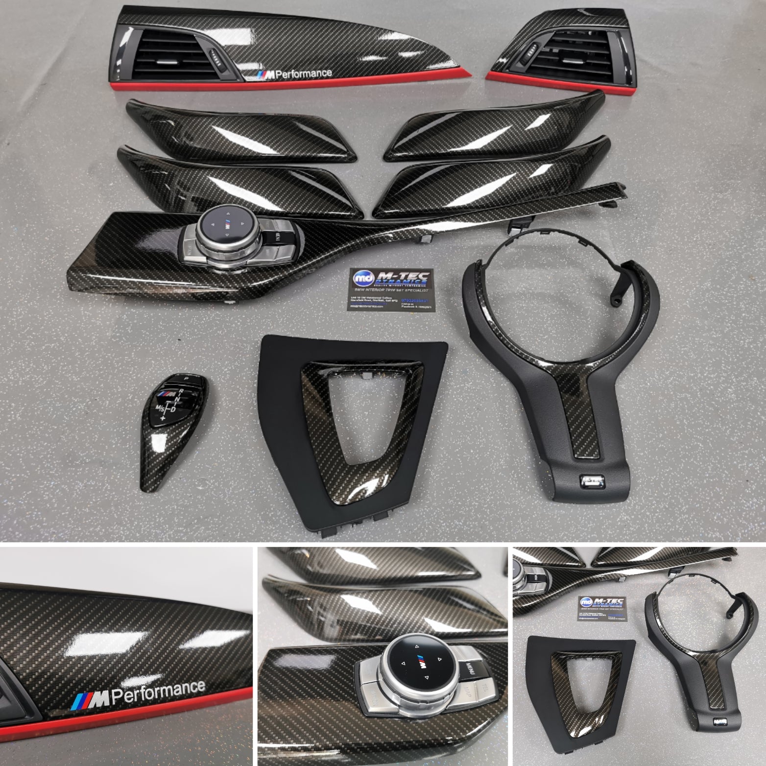 WRAPPING SERVICE - BMW F2X INTERIOR TRIM SET - HIGH GLOSS CARBON (MTD-HG) / RED ACCENT - F20 F21 F22 F23