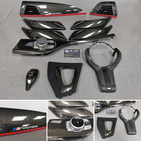 WRAPPING SERVICE - BMW F2X INTERIOR TRIM SET - HIGH GLOSS CARBON (MTD-HG) / RED ACCENT - F20 F21 F22 F23