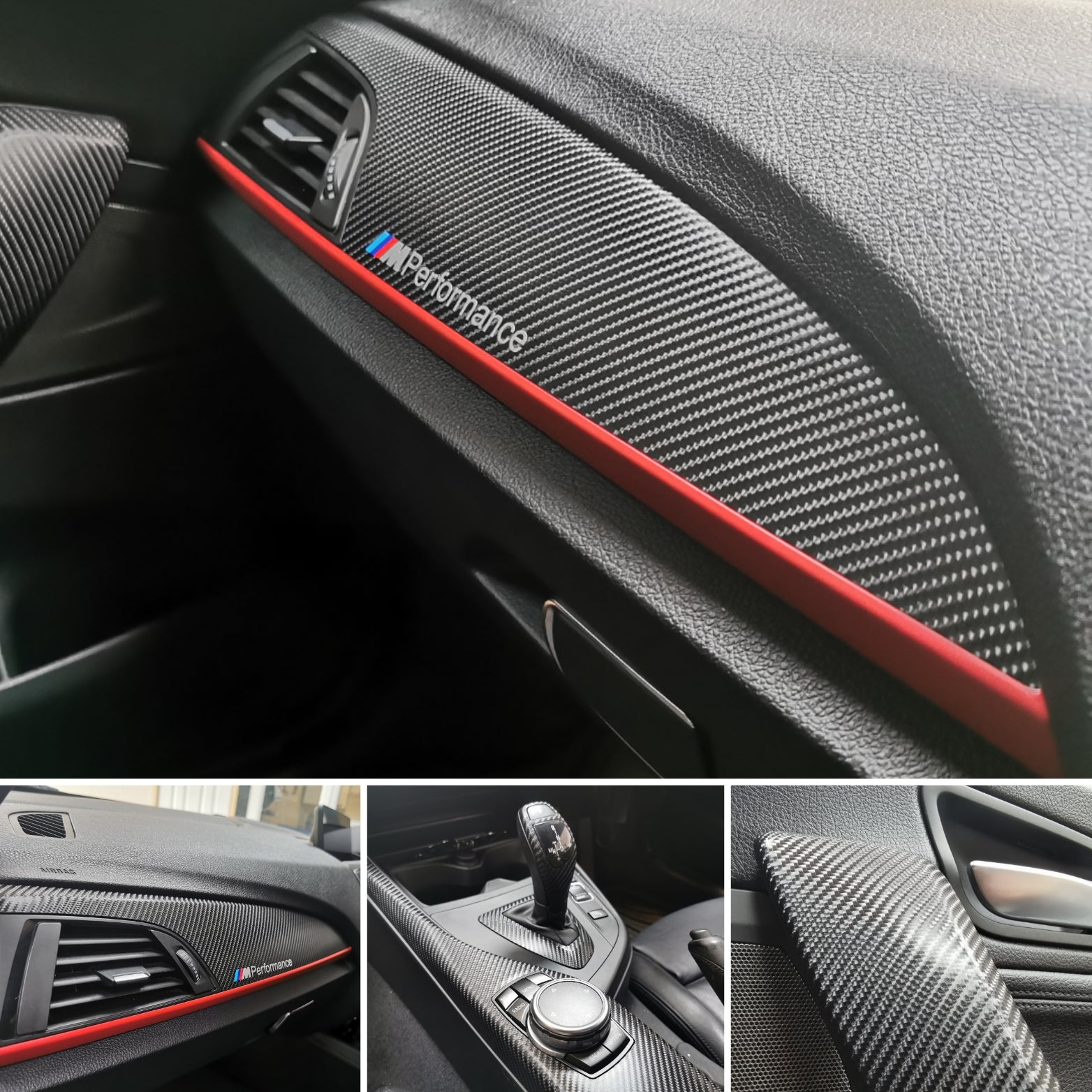 WRAPPING SERVICE - BMW F2X TRIM SET 4D CARBON / MATT RED ACCENT